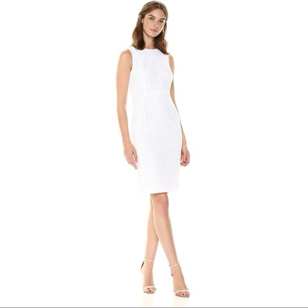 Calvin Klein White Sleeveless Midi Dress, size 12